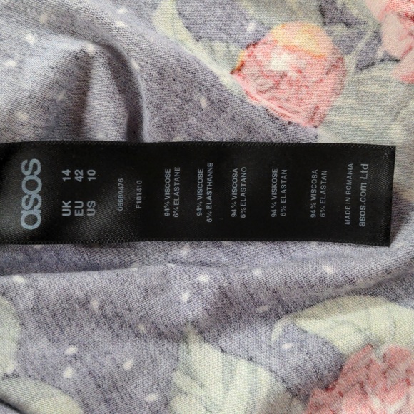 ASOS Floral Mini Dress with Hanky Hem and Frill Cuff Size 10 - Picture 9 of 11